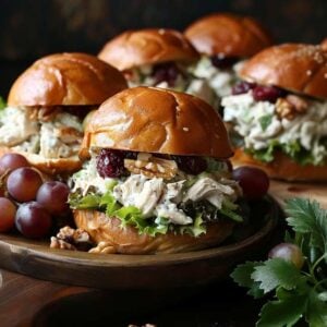 Chicken Salad w. Cranberries, Walnuts, and grapes on Fresh Baked Rolls