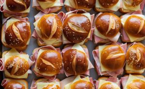 Ham and Swiss on Pretzel Bun