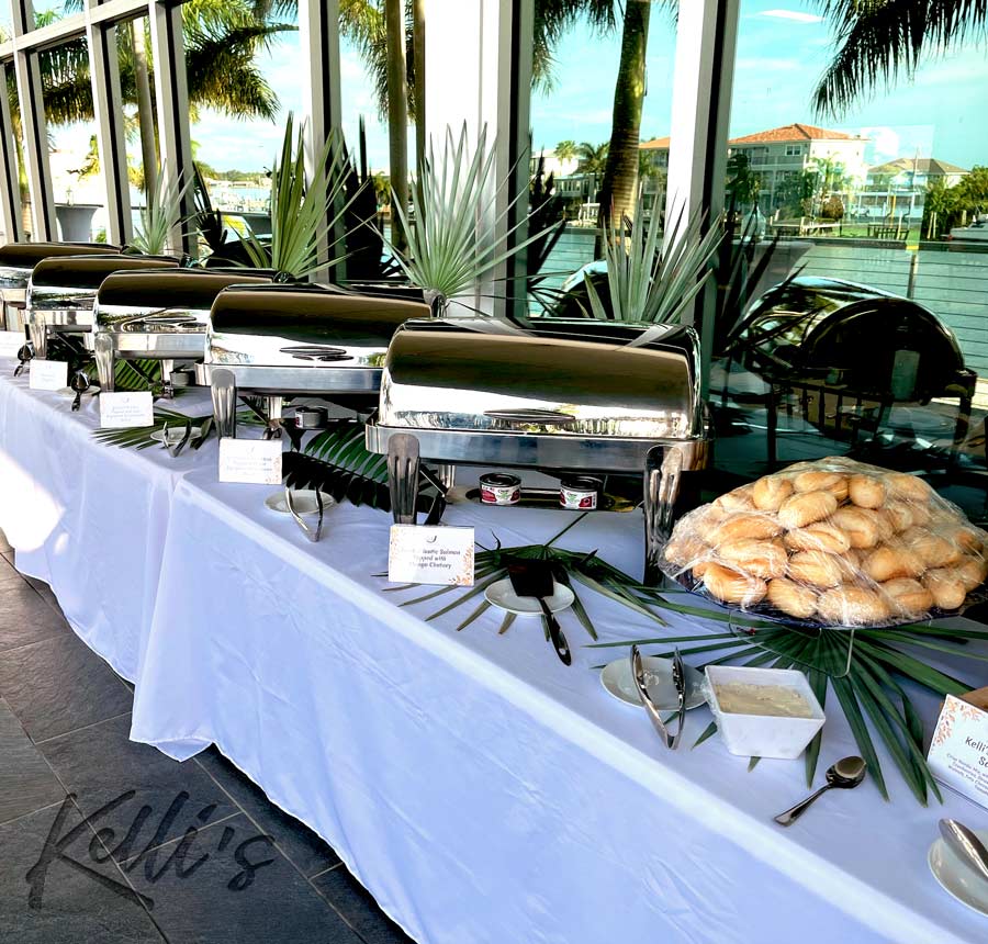 Catering table setup for Threshers pro baseball team