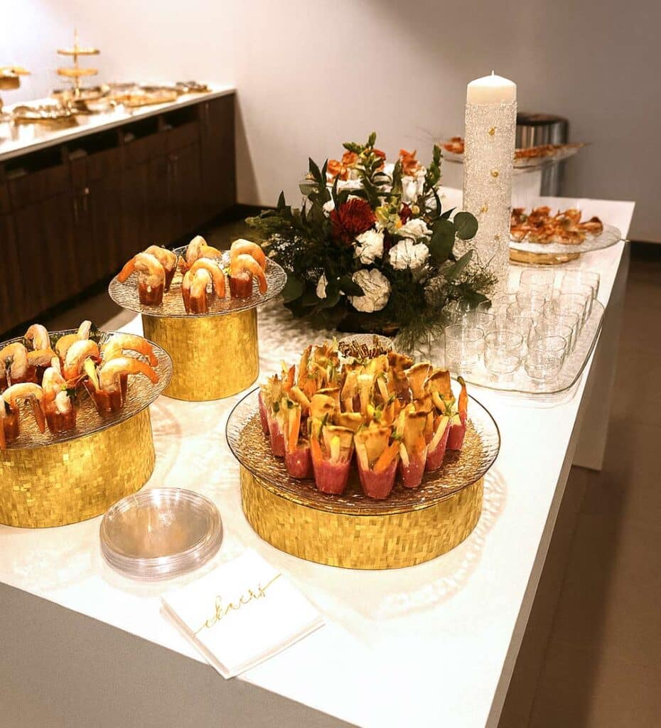 Fine dining gourmet hors d'oeuvres display by Kelli's Catering & Events for weddings and corporate receptions