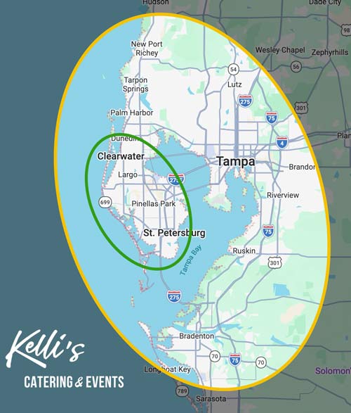 Kelli's Catering secondary service area