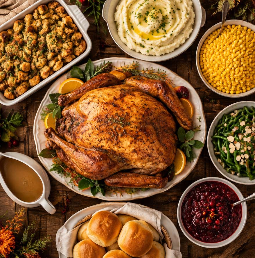 Roasted Thanksgiving turkey with homemade sides from Kelli's Catering